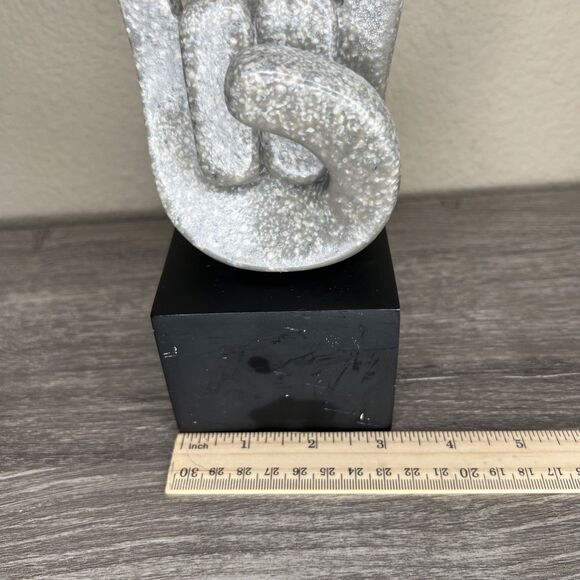 Rock On Hand Gesture Sculpture Statue 7" Stone Hand Art Trophy Gift Bookend - Picture 8 of 8